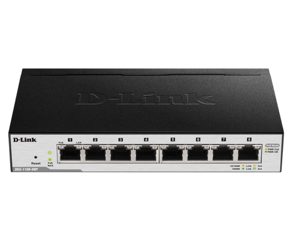 D-Link 8-Port Gigabit PoE Smart Managed Switch - DGS-1100-08P